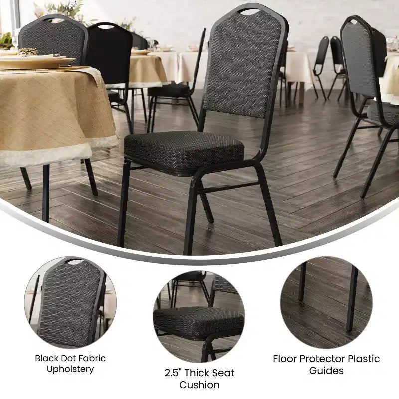 Flash Furniture Chaise de banquet empilable à dossier couronné, série HERCULES, lot de 4