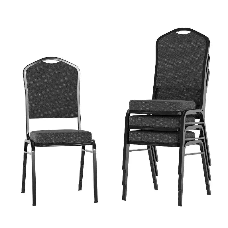 Flash Furniture Chaise de banquet empilable à dossier couronné, série HERCULES, lot de 4