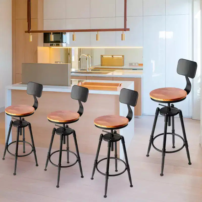 SUGIFT Lot de 4 tabourets de bar réglables en hauteur, cadre en acier, tabouret de cuisine