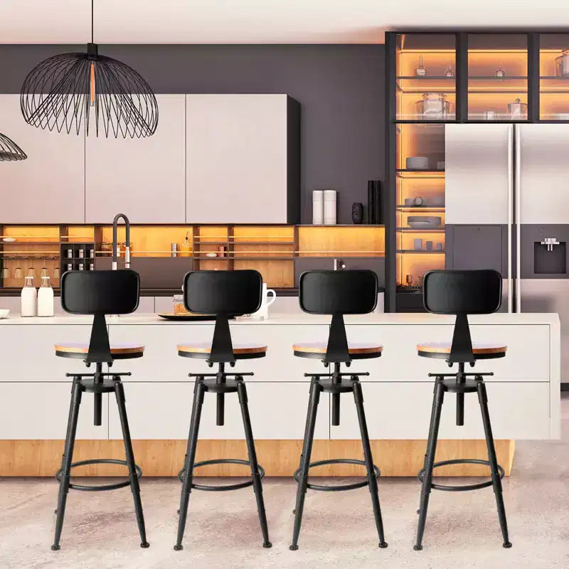SUGIFT Lot de 4 tabourets de bar réglables en hauteur, cadre en acier, tabouret de cuisine
