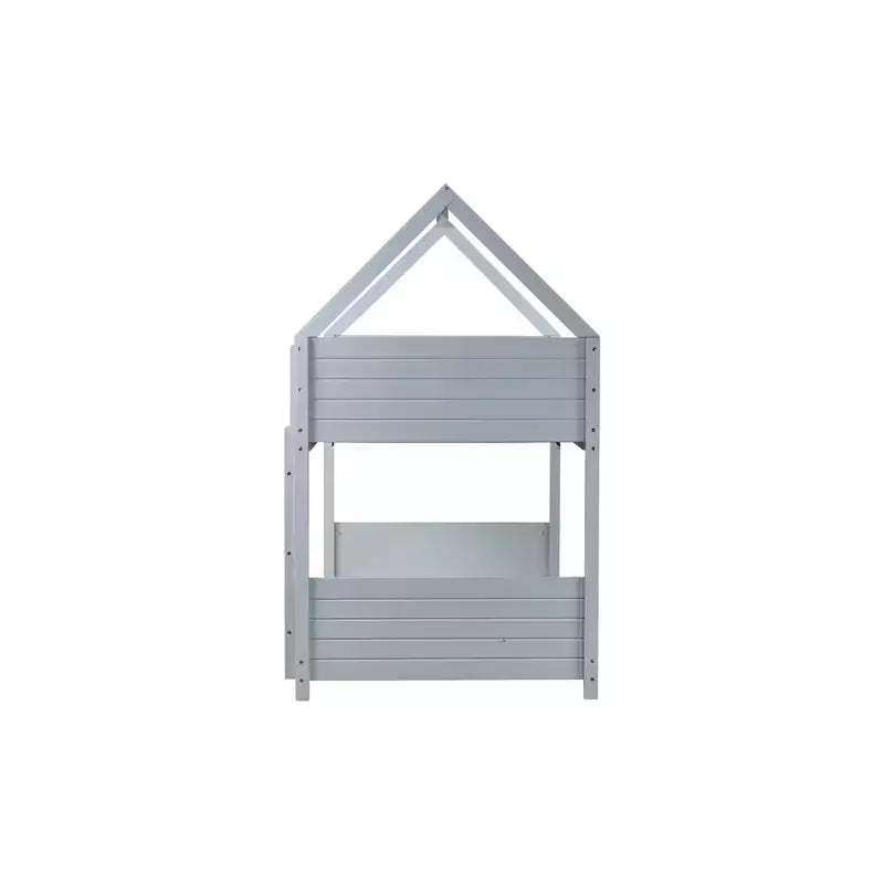 Lit superposé cabane Whisen double sur double avec têtes et pieds de lit, balustrades et échelle