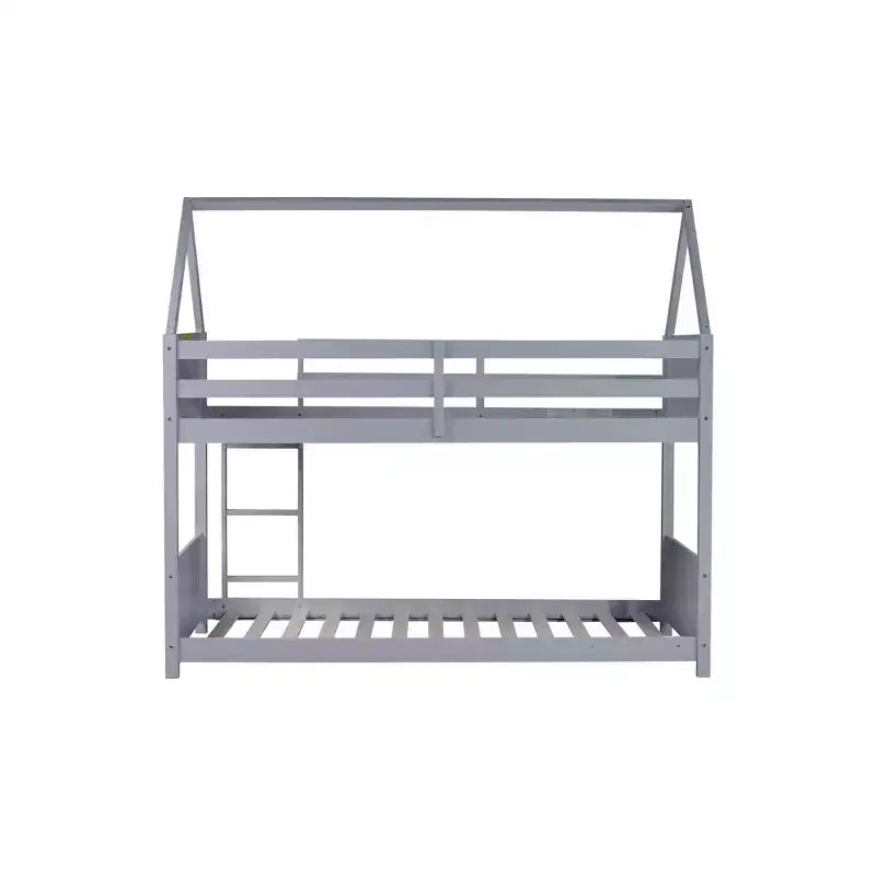 Lit superposé cabane Whisen double sur double avec têtes et pieds de lit, balustrades et échelle