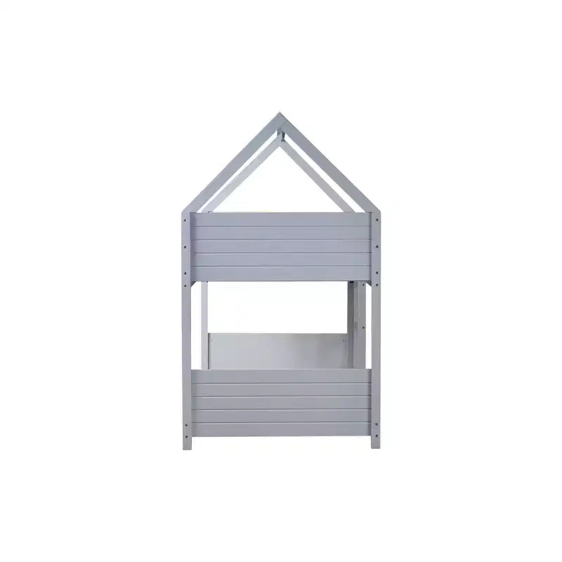 Lit superposé cabane Whisen double sur double avec têtes et pieds de lit, balustrades et échelle