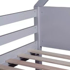 Lit superposé cabane Whisen double sur double avec têtes et pieds de lit, balustrades et échelle