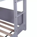 Lit superposé cabane Whisen double sur double avec têtes et pieds de lit, balustrades et échelle