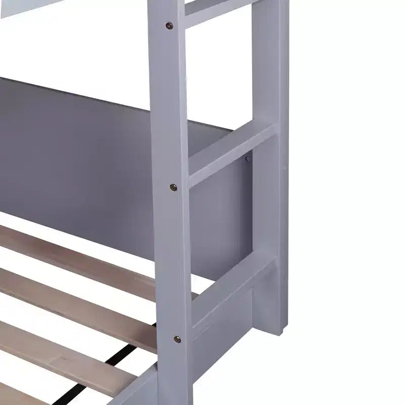 Lit superposé cabane Whisen double sur double avec têtes et pieds de lit, balustrades et échelle