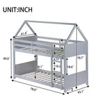 Lit superposé cabane Whisen double sur double avec têtes et pieds de lit, balustrades et échelle