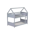 Lit superposé cabane Whisen double sur double avec têtes et pieds de lit, balustrades et échelle
