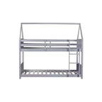 Lit superposé cabane Whisen double sur double avec têtes et pieds de lit, balustrades et échelle