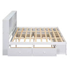 Lit plateforme Whisen King Size avec tête de lit de rangement et 8 tiroirs