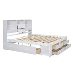 Lit plateforme Whisen King Size avec tête de lit de rangement et 8 tiroirs