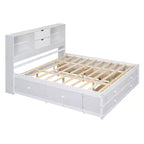 Lit plateforme Whisen King Size avec tête de lit de rangement et 8 tiroirs