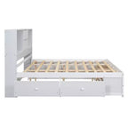 Lit plateforme Whisen King Size avec tête de lit de rangement et 8 tiroirs