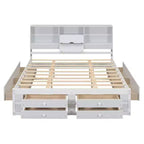 Lit plateforme Whisen King Size avec tête de lit de rangement et 8 tiroirs