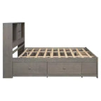 Lit plateforme Whisen King Size avec tête de lit de rangement et 8 tiroirs