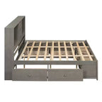Lit plateforme Whisen King Size avec tête de lit de rangement et 8 tiroirs