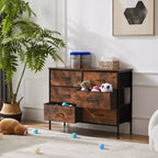 Kid Room, Closet, Entryway, and Nursery Storage Solution: Tall Dresser Fabric Storage Tower with Wooden Top