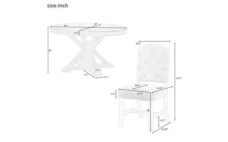 Ensemble de salle à manger Whisen de style rétro avec table extensible et 4 chaises rembourrées