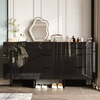 Commode brillante Famapy avec accents en marbre, armoire de rangement à 6 tiroirs pour chambre à coucher, salon et cuisine