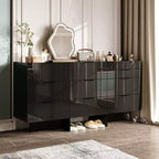 Commode brillante Famapy avec accents en marbre, armoire de rangement à 6 tiroirs pour chambre à coucher, salon et cuisine
