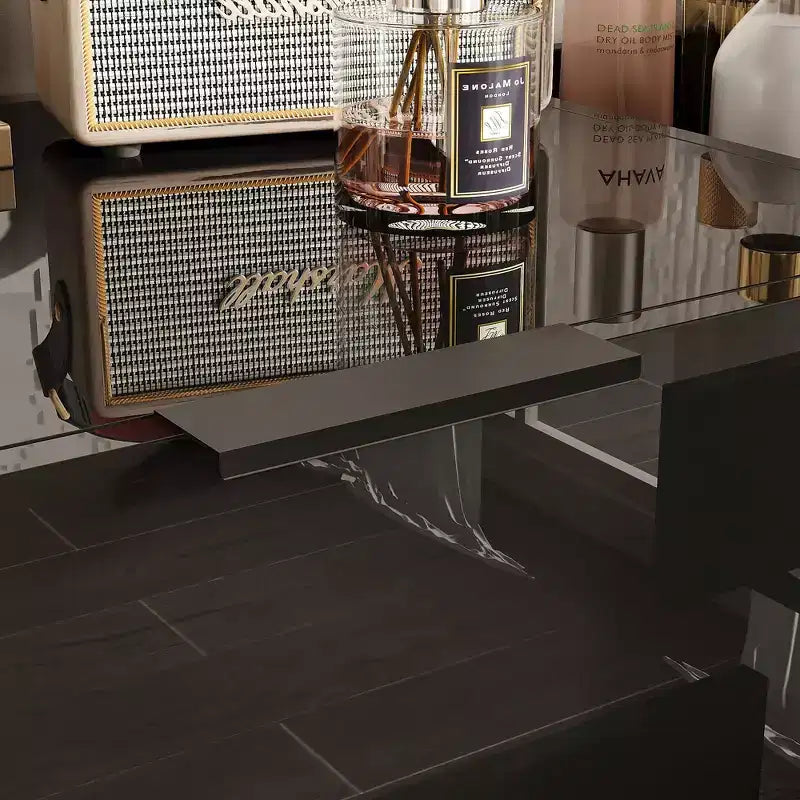 Commode brillante Famapy avec accents en marbre, armoire de rangement à 6 tiroirs pour chambre à coucher, salon et cuisine