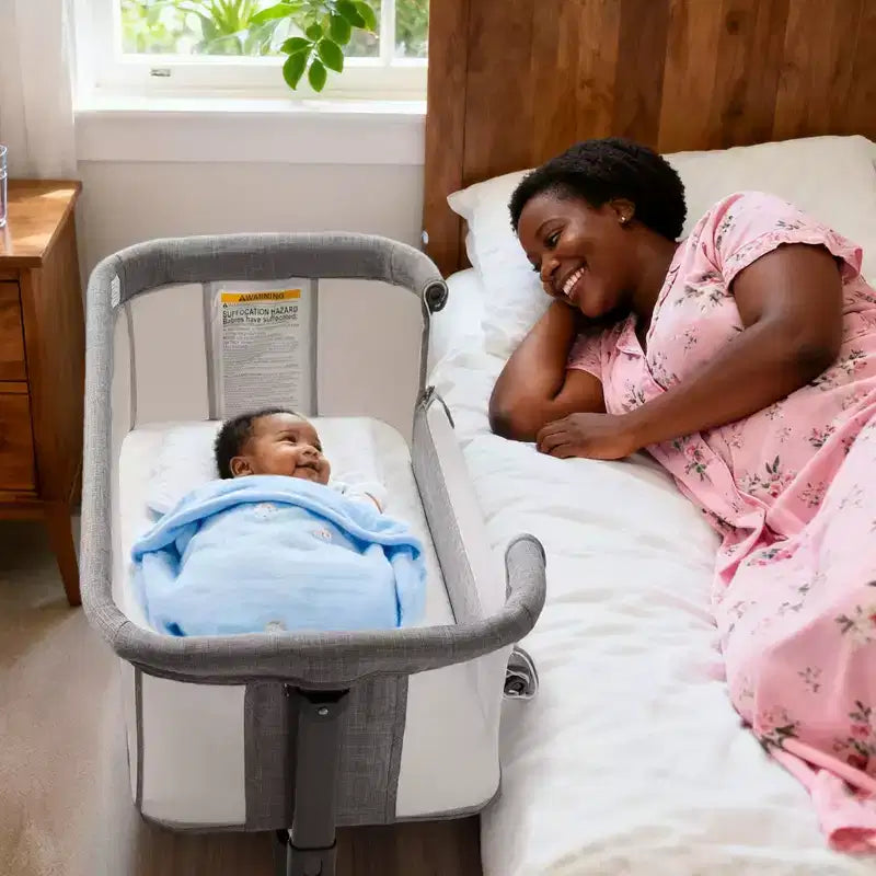 Berceau portatif Kinder King à roulettes, lit cododo tout en maille pour nouveau-né avec matelas doux amovible