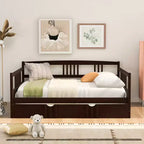 Lit de repos double/grand, cadre de lit plateforme en bois avec lit gigogne double/deux tiroirs - ModernLuxe