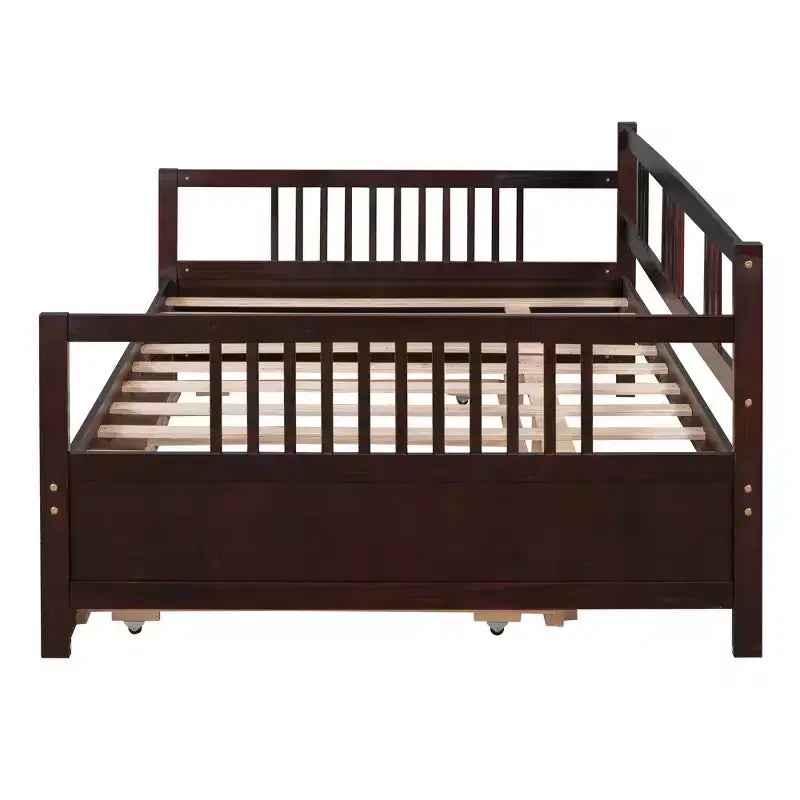 Lit de repos double/grand, cadre de lit plateforme en bois avec lit gigogne double/deux tiroirs - ModernLuxe