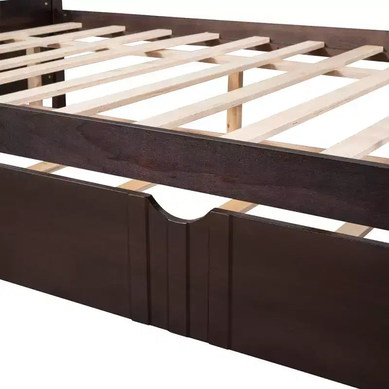 Lit de repos double/grand, cadre de lit plateforme en bois avec lit gigogne double/deux tiroirs - ModernLuxe