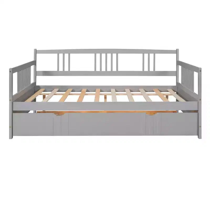 Lit de repos double/grand, cadre de lit plateforme en bois avec lit gigogne double/deux tiroirs - ModernLuxe