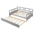 Lit de repos double/grand, cadre de lit plateforme en bois avec lit gigogne double/deux tiroirs - ModernLuxe