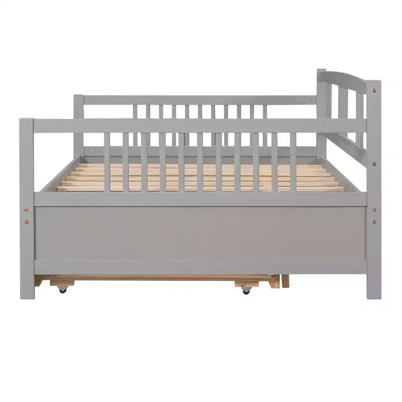 Lit de repos double/grand, cadre de lit plateforme en bois avec lit gigogne double/deux tiroirs - ModernLuxe