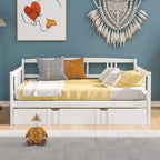 Lit de repos double/grand, cadre de lit plateforme en bois avec lit gigogne double/deux tiroirs - ModernLuxe