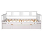 Lit de repos double/grand, cadre de lit plateforme en bois avec lit gigogne double/deux tiroirs - ModernLuxe