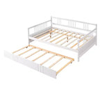 Lit de repos double/grand, cadre de lit plateforme en bois avec lit gigogne double/deux tiroirs - ModernLuxe