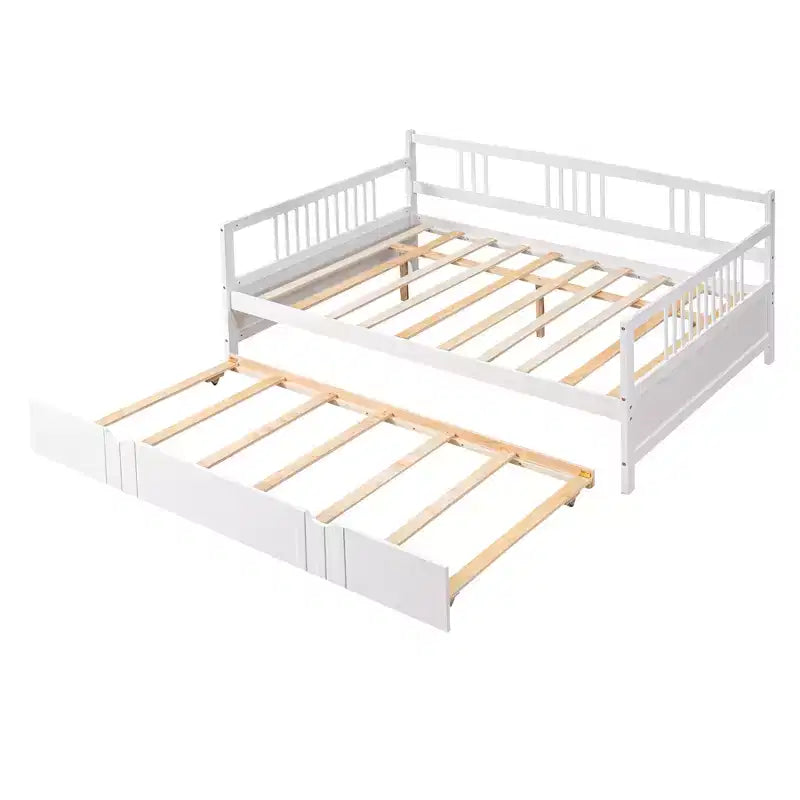 Lit de repos double/grand, cadre de lit plateforme en bois avec lit gigogne double/deux tiroirs - ModernLuxe
