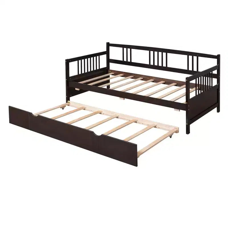 Lit de repos double/grand, cadre de lit plateforme en bois avec lit gigogne double/deux tiroirs - ModernLuxe