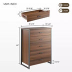 Commode 5 tiroirs EUREKA ERGONOMIC 42 Chest Armoire d'appoint Noyer