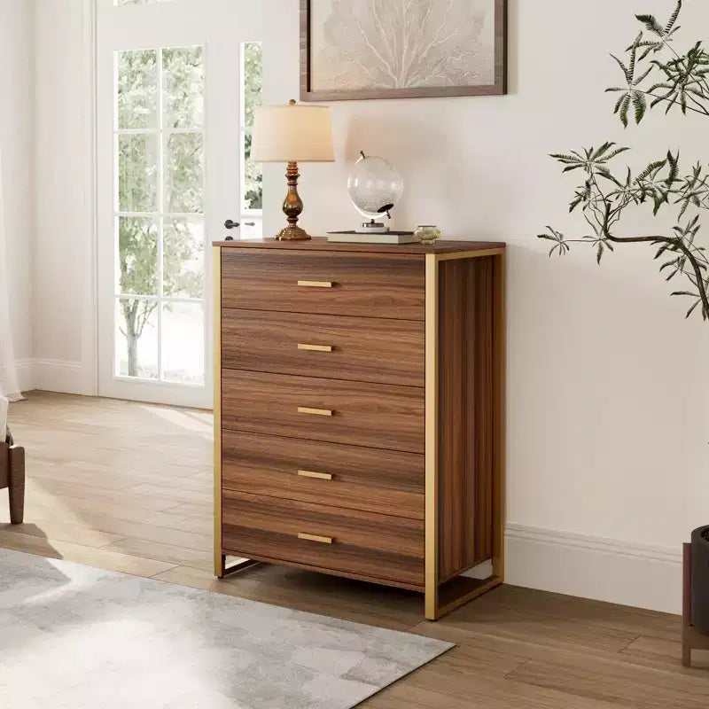 Commode 5 tiroirs EUREKA ERGONOMIC 42 Chest Armoire d'appoint Noyer