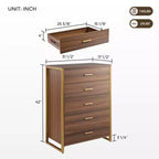 Commode 5 tiroirs EUREKA ERGONOMIC 42 Chest Armoire d'appoint Noyer