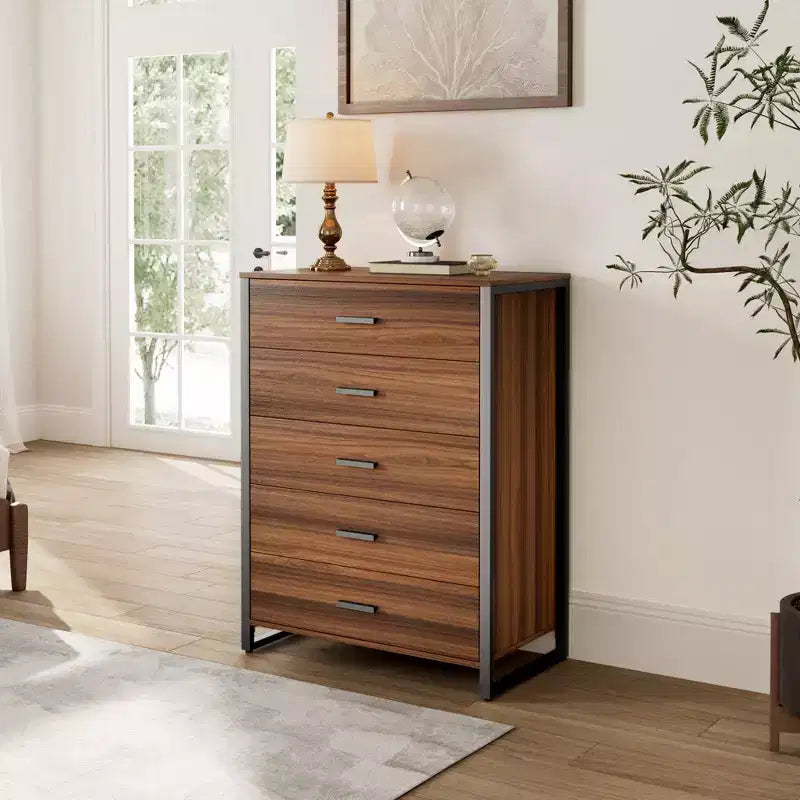 Commode 5 tiroirs EUREKA ERGONOMIC 42 Chest Armoire d'appoint Noyer