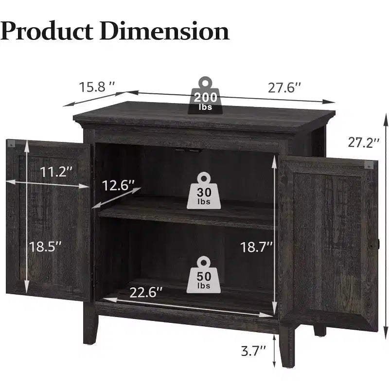 Meuble de rangement Heynemo, buffet de cuisine avec portes décoratives en rotin, meuble d'appoint avec étagère de rangement réglable