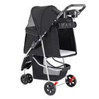 Collapsible Pet Stroller with Storage Basket - Foldable Design for Small/Medium Dogs and Cats