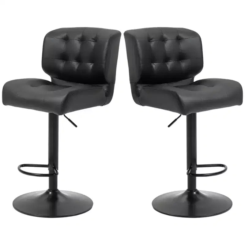 HOMCOM Lot de 2 tabourets de bar hauteur de bar avec siège réglable, coussin épais et repose-pieds en métal pour bar à la maison