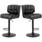 HOMCOM Lot de 2 tabourets de bar hauteur de bar avec siège réglable, coussin épais et repose-pieds en métal pour bar à la maison