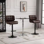 HOMCOM Lot de 2 tabourets de bar hauteur de bar avec siège réglable, coussin épais et repose-pieds en métal pour bar à la maison