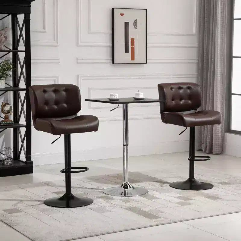 HOMCOM Lot de 2 tabourets de bar hauteur de bar avec siège réglable, coussin épais et repose-pieds en métal pour bar à la maison