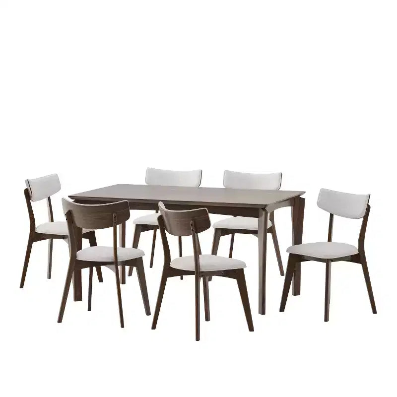 Ensemble de salle à manger 7 pièces Christopher Knight Home Carmody en bois et tissu