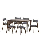 Ensemble de salle à manger 7 pièces Christopher Knight Home Carmody en bois et tissu
