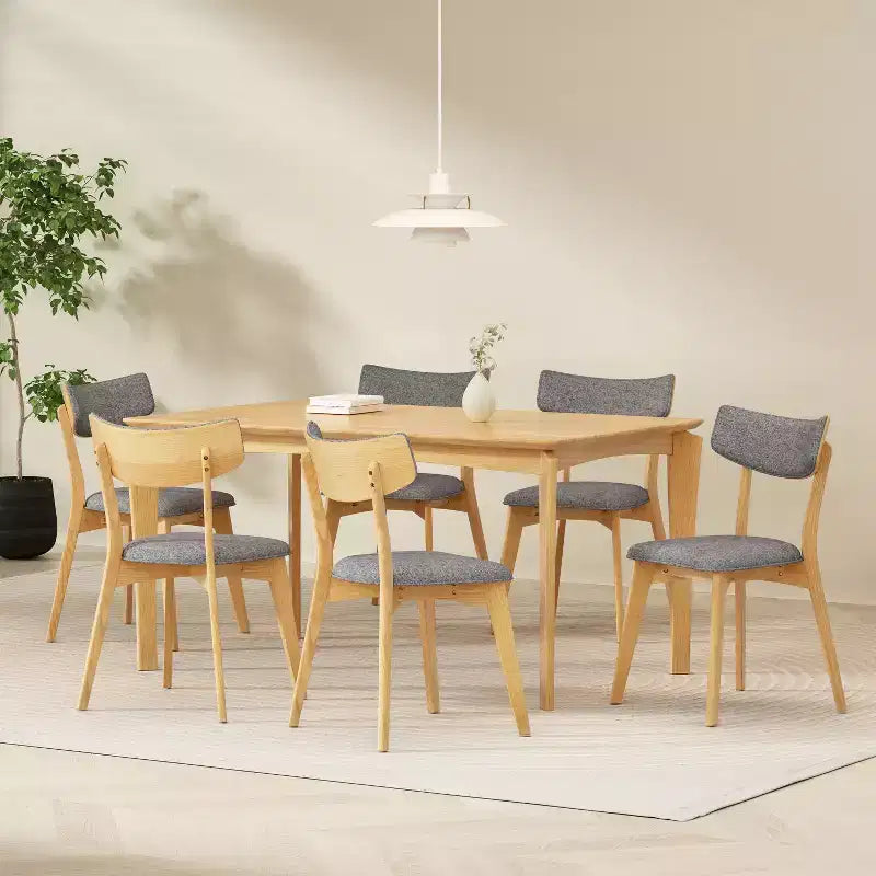 Ensemble de salle à manger 7 pièces Christopher Knight Home Carmody en bois et tissu
